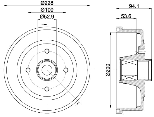 HELLA Brake Drum - 61414 - for e.g. HOLDEN / OPEL / VAUXHALL 8DT355302-731