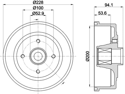 HELLA Brake Drum - 61414 - for e.g. HOLDEN / OPEL / VAUXHALL 8DT355302-731