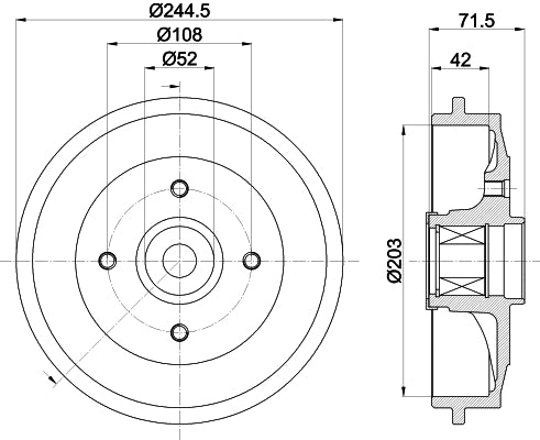 HELLA Brake Drum - 61415 - for e.g. CITROEN / PEUGEOT 8DT355302-741
