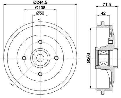 HELLA Brake Drum - 61415 - for e.g. CITROEN / PEUGEOT 8DT355302-741