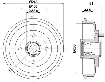 HELLA Brake Drum - 61416 - for e.g. FORD / MAZDA 8DT355302-751