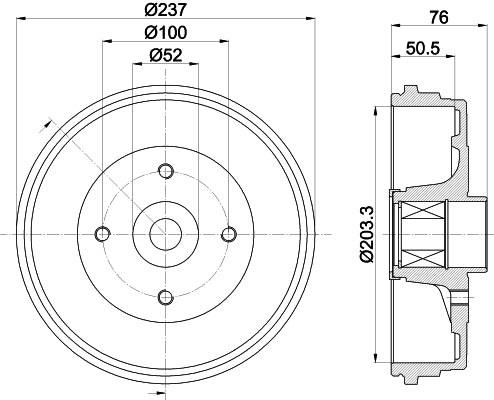 HELLA Brake Drum - 61417 - for e.g. RENAULT 8DT355302-761