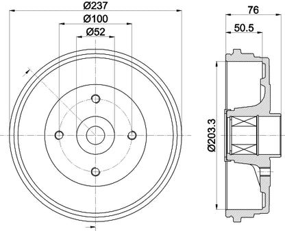 HELLA Brake Drum - 61417 - for e.g. RENAULT 8DT355302-761