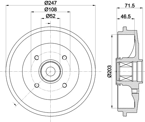 HELLA Brake Drum - 61418 - for e.g. PEUGEOT 8DT355302-781