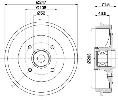 HELLA Brake Drum - 61418 - for e.g. PEUGEOT 8DT355302-781