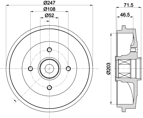HELLA Brake Drum - 61419 - for e.g. CITROEN / PEUGEOT 8DT355302-791
