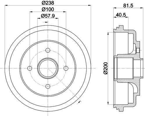 HELLA Brake Drum - 61434 - for e.g. SUZUKI 8DT355302-941