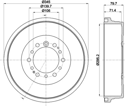 HELLA Brake Drum - 61437 - for e.g. TOYOTA 8DT355302-971