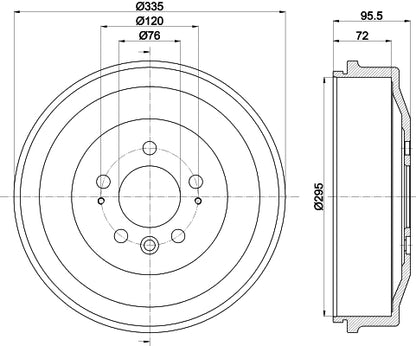 HELLA Brake Drum - 61442 - for e.g. VOLKSWAGEN 8DT355303-011