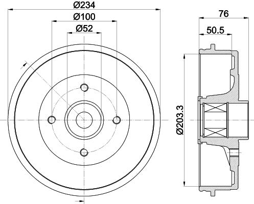 HELLA Brake Drum - 61453 - for e.g. NISSAN 8DT355303-131