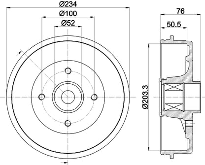 HELLA Brake Drum - 61453 - for e.g. NISSAN 8DT355303-131