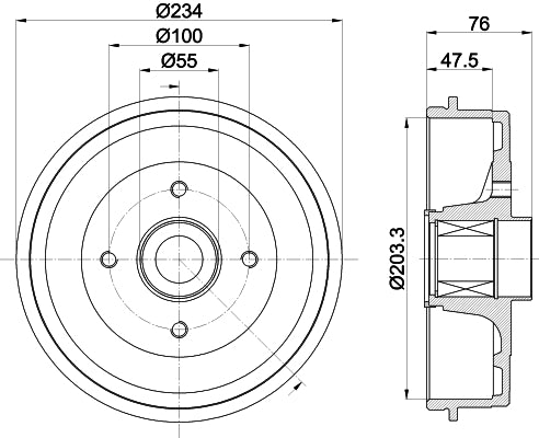HELLA Brake Drum - 61461 - for e.g. DACIA / RENAULT 8DT355303-321