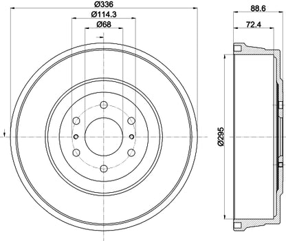 HELLA Brake Drum - 61468 - for e.g. NISSAN / RENAULT 8DT355303-331