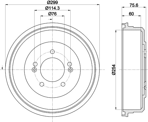 HELLA Brake Drum - 61475 - for e.g. HYUNDAI 8DT355303-351