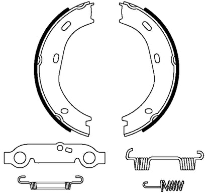 HELLA Brake Shoe Set, parking brake - H1080 - for e.g. MERCEDES-BENZ 8DA355050-001