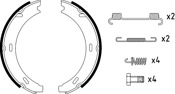 HELLA Brake Shoe Set, parking brake - H8075 - for e.g. MERCEDES-BENZ 8DA355050-301