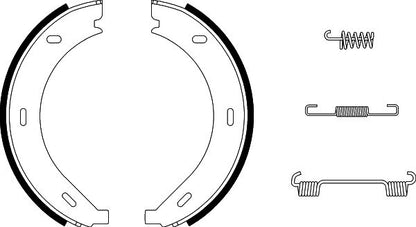 HELLA Brake Shoe Set, parking brake - H9165 - for e.g. MERCEDES-BENZ 8DA355050-401