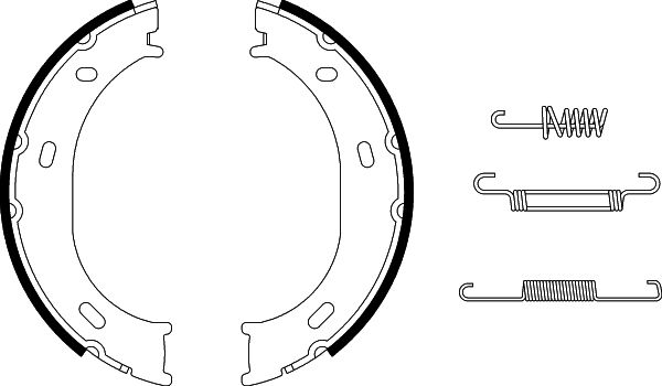 HELLA Brake Shoe Set, parking brake - H7995 - for e.g. DODGE / FREIGHTLINER / MERCEDES 8DA355050-291