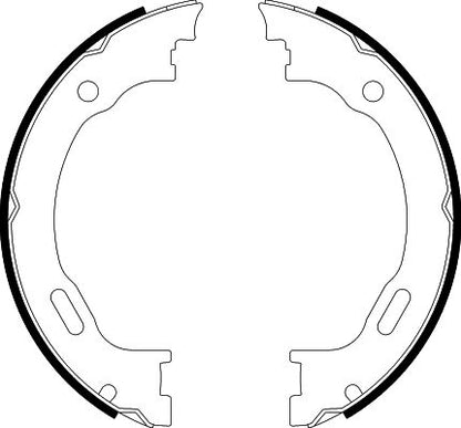 HELLA Brake Shoe Set, parking brake - H9465 - for e.g. CHRYSLER / DODGE / LANCIA /MERC 8DA355050-451
