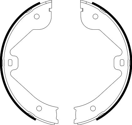 HELLA Brake Shoe Set, parking brake - H9710 - for e.g. AUDI / LAND ROVER / MERCEDES-BE 8DA355050-601