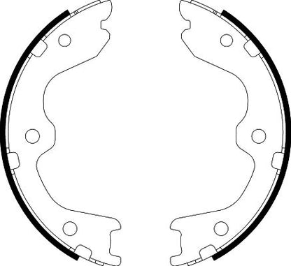 HELLA Brake Shoe Set, parking brake - H9885 - for e.g. INFINITI / NISSAN 8DA355050-691