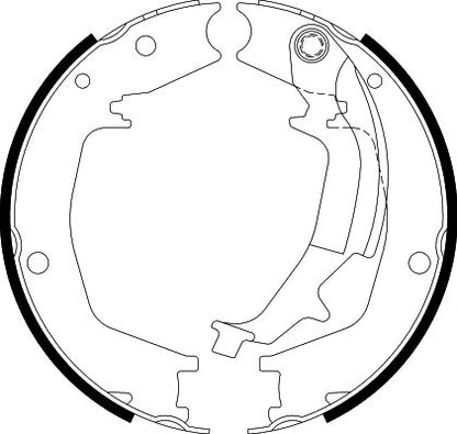 HELLA Brake Shoe Set, parking brake - H9910 - for e.g. HYUNDAI / KIA / SSANGYONG 8DA355050-731