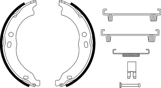HELLA Brake Shoe Set, parking brake - H9925 - for e.g. CITROEN / FIAT / PEUGEOT 8DA355050-751
