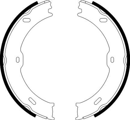 HELLA Brake Shoe Set, parking brake - H9930 - for e.g. DODGE / FREIGHTLINER / MERCEDES 8DA355050-761