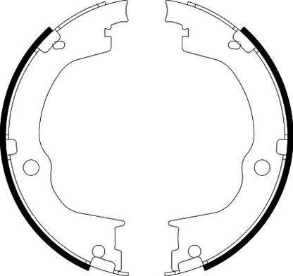 HELLA Brake Shoe Set, parking brake - H9945 - for e.g. CHEVROLET / DAEWOO / GMC / HOLD 8DA355050-791