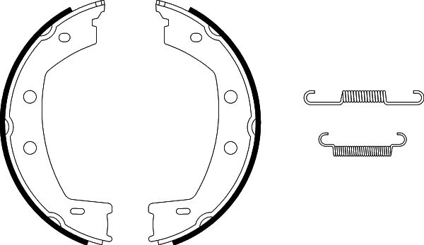HELLA Brake Shoe Set, parking brake - H9980 - for e.g. LAND ROVER 8DA355050-801