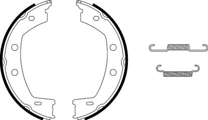 HELLA Brake Shoe Set, parking brake - H9980 - for e.g. LAND ROVER 8DA355050-801