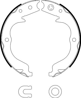 HELLA Brake Shoe Set, parking brake - H1683 - for e.g. CITROEN / MITSUBISHI / PEUGEOT  8DA355050-041