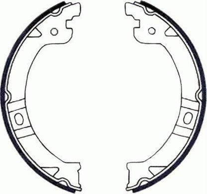 HELLA Brake Shoe Set, parking brake - H1696 - for e.g. CHRYSLER / DODGE 8DA355050-111