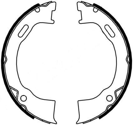 HELLA Brake Shoe Set, parking brake - H1719 - for e.g. FORD / JEEP / MAZDA 8DA355050-161
