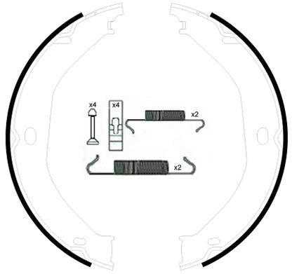 HELLA Brake Shoe Set, parking brake - H1721 - for e.g. JEEP 8DA355050-891