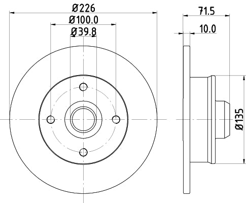 HELLA Brake Disc - 53911PRO - for e.g. SEAT / VOLKSWAGEN 8DD355101-661