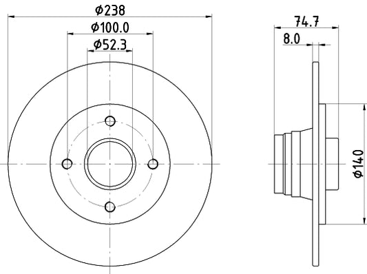 HELLA Brake Disc - 52817 - for e.g. RENAULT 8DD355105-271