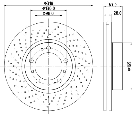 HELLA Brake Disc - 50276PRO_HC - for e.g. PORSCHE 8DD355127-501