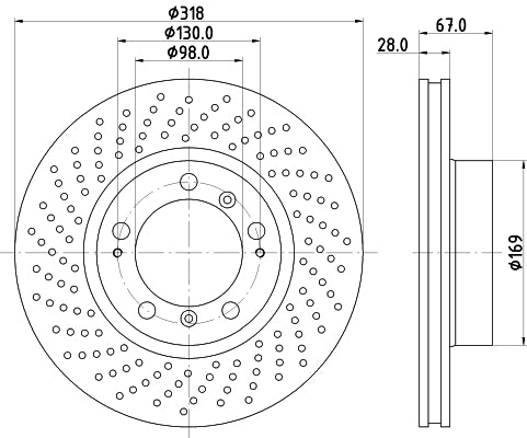 HELLA Brake Disc - 50277PRO_HC - for e.g. PORSCHE 8DD355127-511