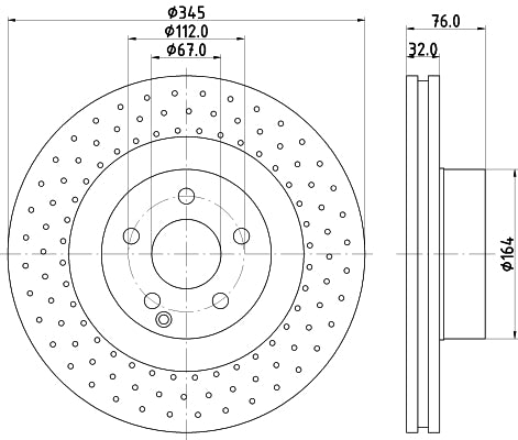 HELLA Brake Disc - 50337 - for e.g. MERCEDES-BENZ 8DD355107-941