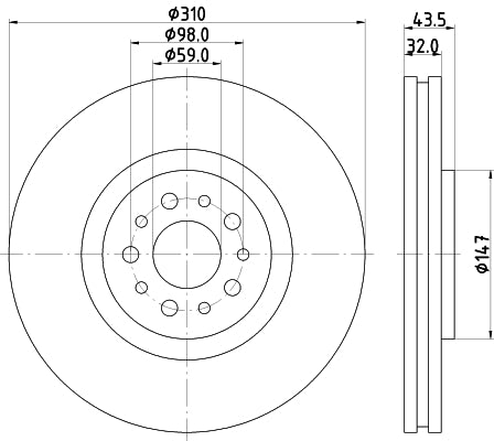 HELLA Brake Disc - 54181 - for e.g. CITROEN / FIAT / LANCIA / PEUGEOT 8DD355109-131