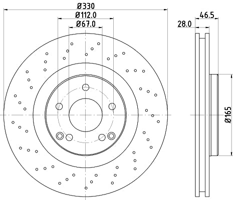 HELLA Brake Disc - 54198PRO - for e.g. MERCEDES-BENZ 8DD355109-411