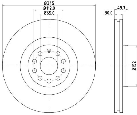 HELLA Brake Disc - 54206PRO_HC - for e.g. AUDI / SEAT / SKODA / VOLKSWAGEN 8DD355127-981
