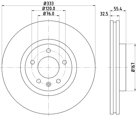 HELLA Brake Disc - 54213PRO - for e.g. VOLKSWAGEN 8DD355109-681