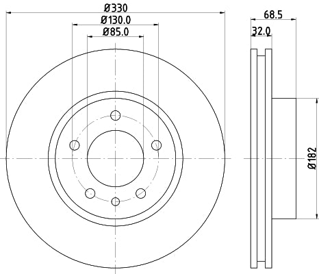HELLA Brake Disc - 54215PRO_HC - for e.g. PORSCHE / VOLKSWAGEN 8DD355128-041