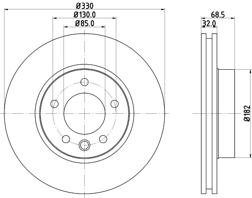 HELLA Brake Disc - 54216PRO_HC - for e.g. PORSCHE / VOLKSWAGEN 8DD355128-051