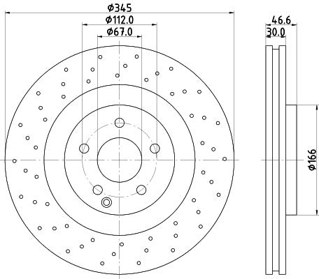 HELLA Brake Disc - 54237PRO_HC - for e.g. MERCEDES-BENZ 8DD355128-141
