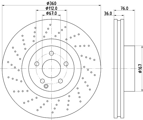 HELLA Brake Disc - 54242 - for e.g. MERCEDES-BENZ 8DD355110-181