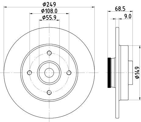 HELLA Brake Disc - 54333PRO - for e.g. CITROEN / PEUGEOT 8DD355123-291