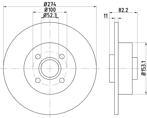 HELLA Brake Disc - 54414PRO - for e.g. RENAULT 8DD355112-211